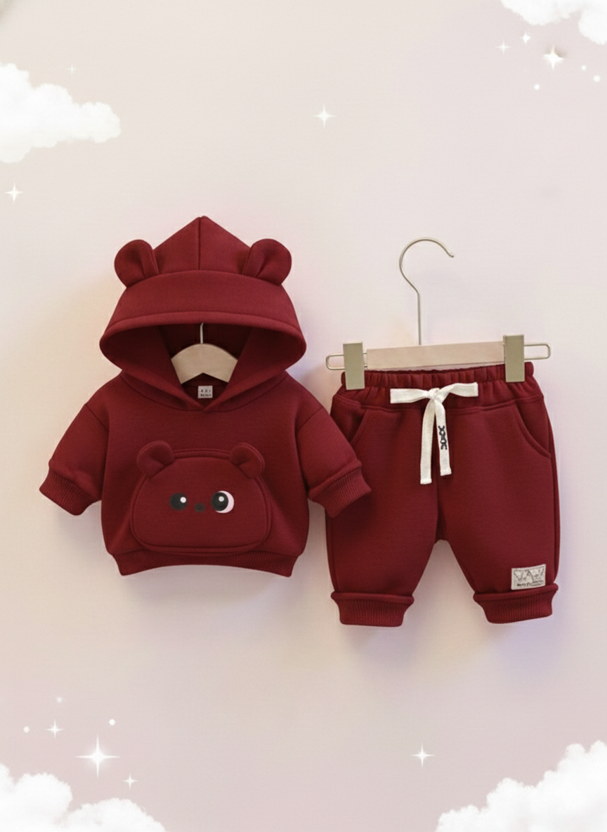 Little Cub Comfort: Premium Bear Hoodie & Jogger Set