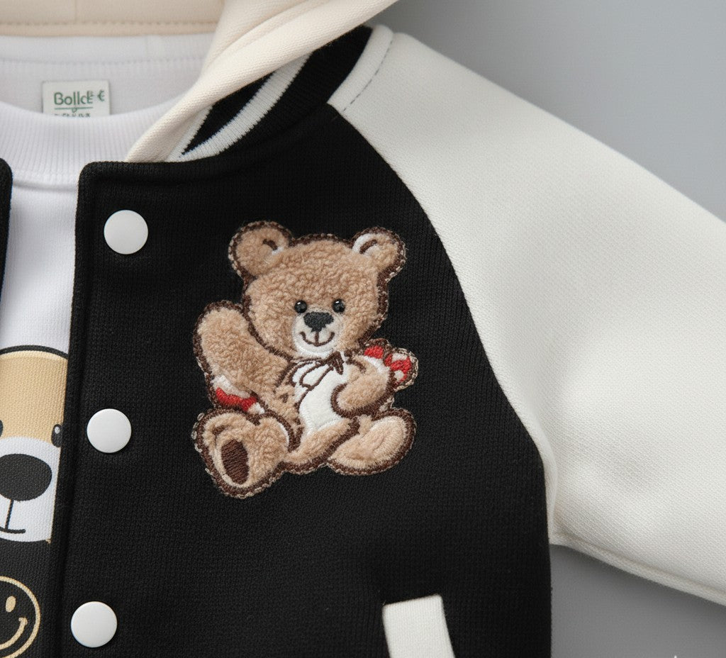 🧸 Cute Teddy Hoodie Boys 3-Piece Co-ord Set 👕✨