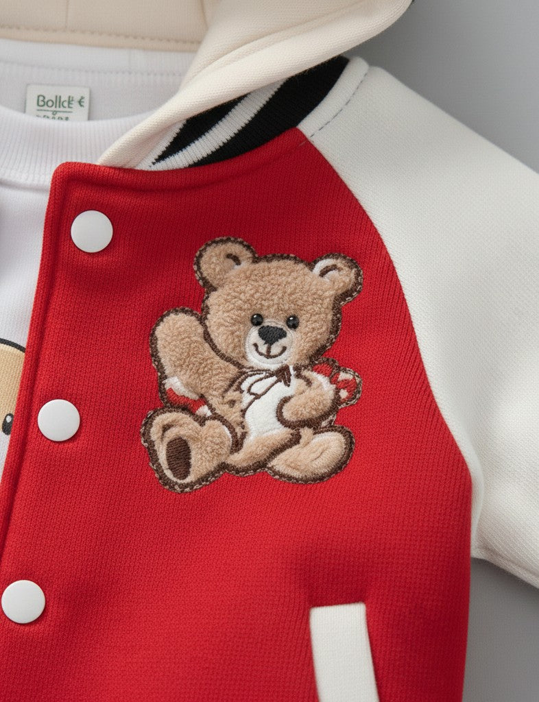 🧸 Cute Teddy Hoodie Boys 3-Piece Co-ord Set 👕✨