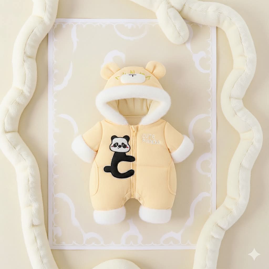 Premium 1-Piece "Cute Panda" Hooded Romper – Ultra-Soft All-Season Jumpsuit for Babies!