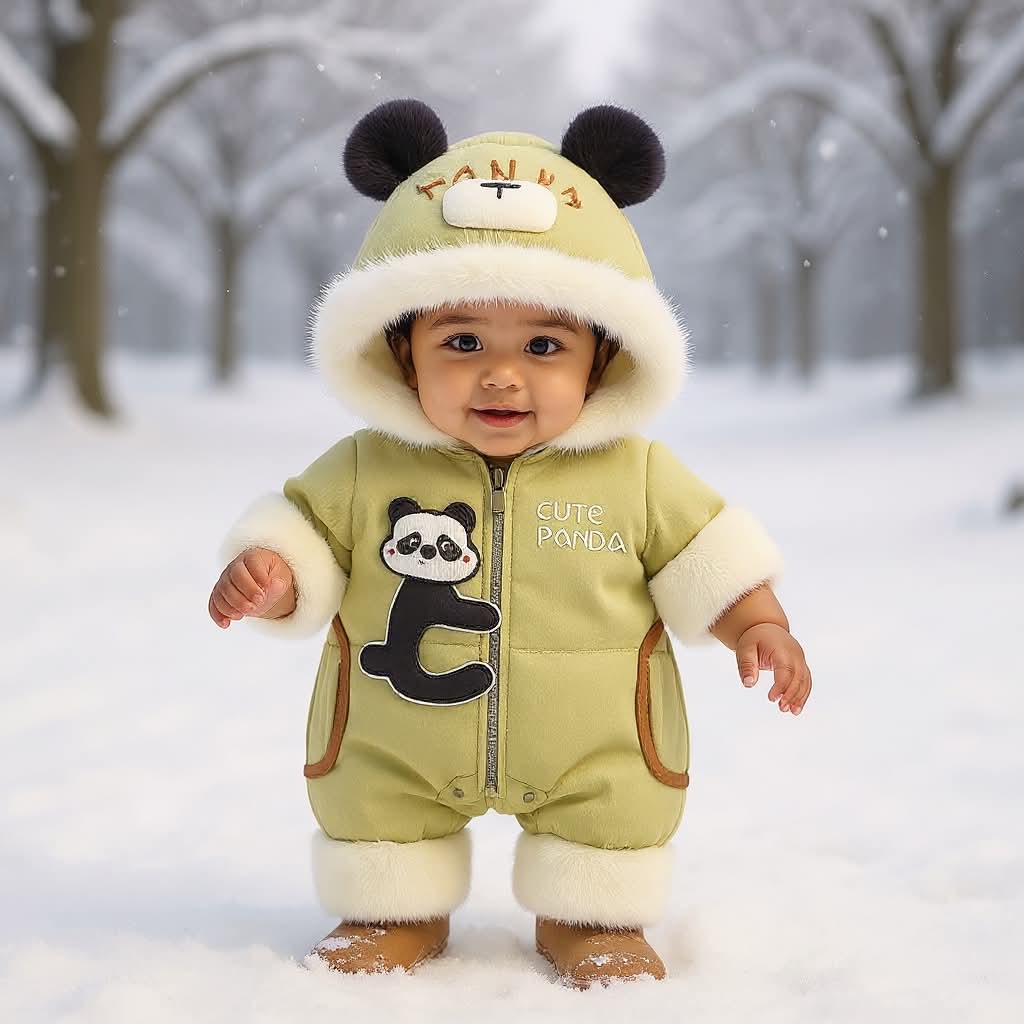 Premium 1-Piece "Cute Panda" Hooded Romper – Ultra-Soft All-Season Jumpsuit for Babies!