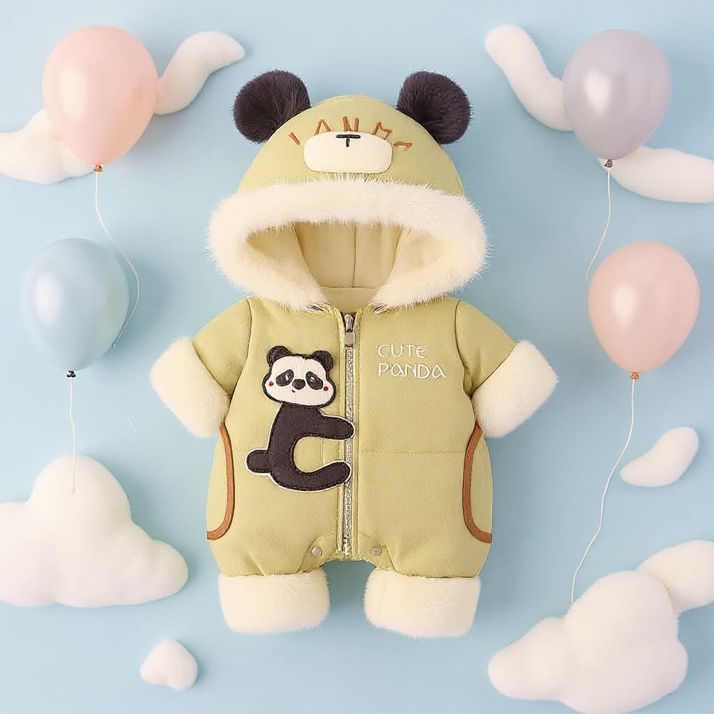 Premium 1-Piece "Cute Panda" Hooded Romper – Ultra-Soft All-Season Jumpsuit for Babies!