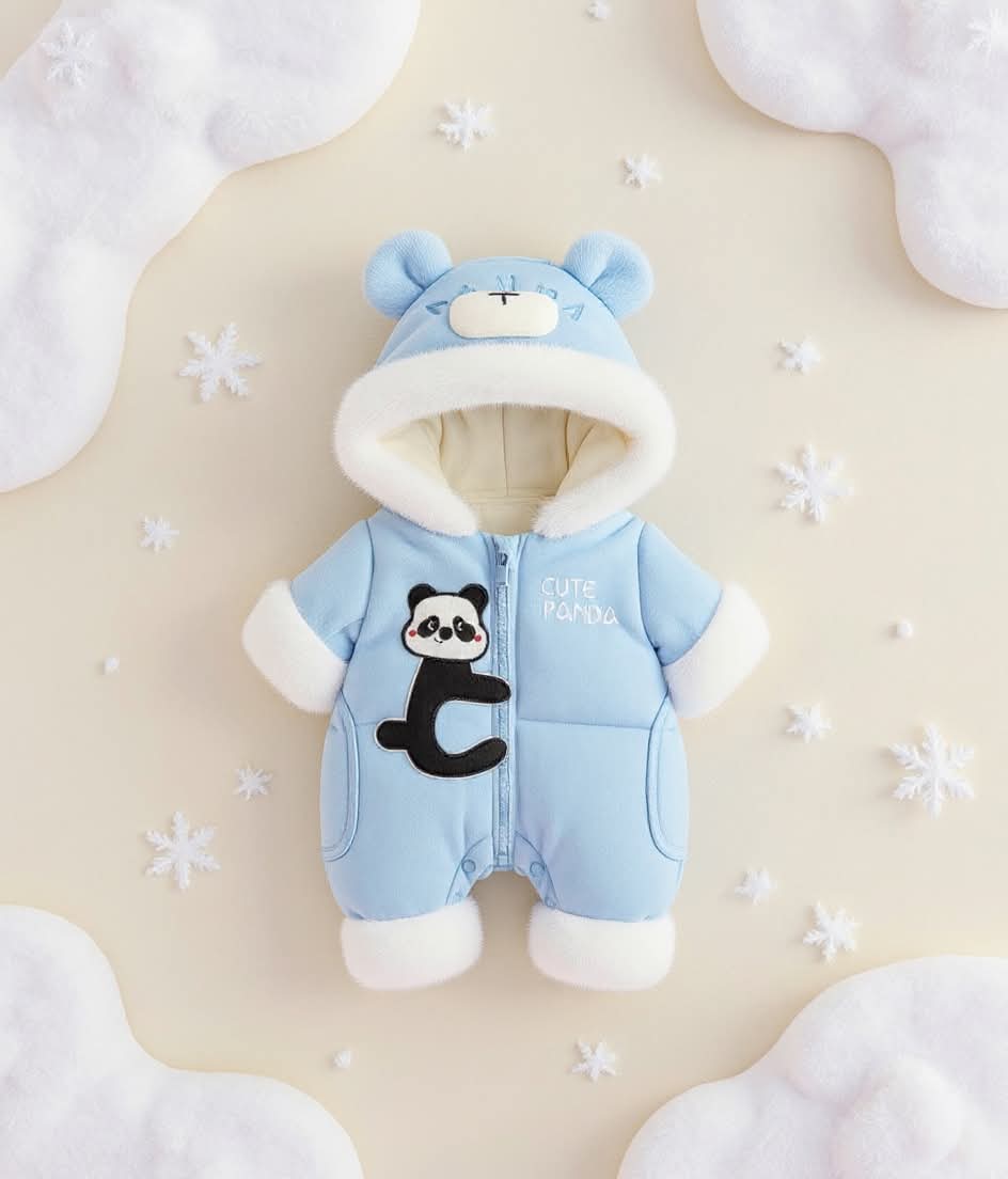 Premium 1-Piece "Cute Panda" Hooded Romper – Ultra-Soft All-Season Jumpsuit for Babies!
