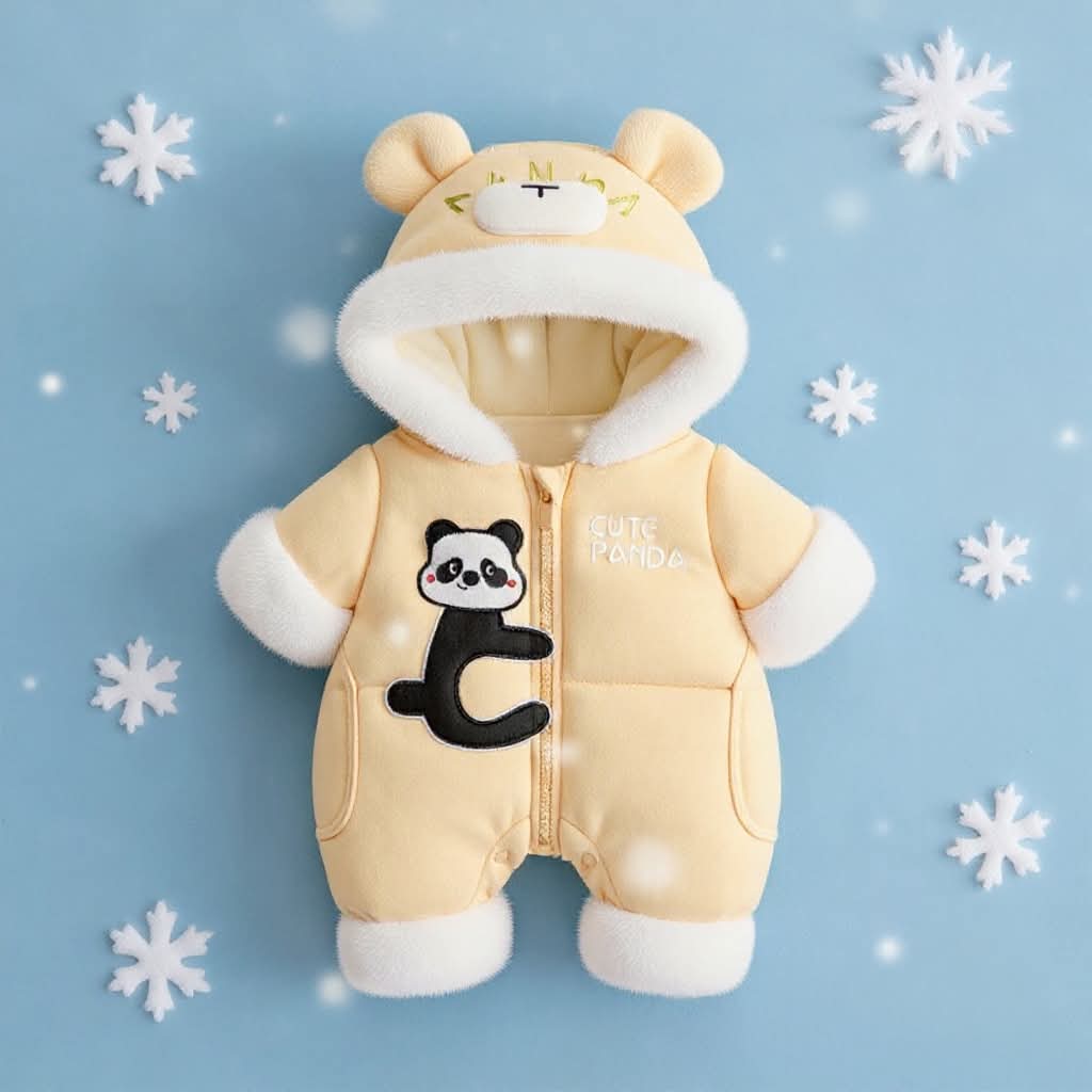 Premium 1-Piece "Cute Panda" Hooded Romper – Ultra-Soft All-Season Jumpsuit for Babies!