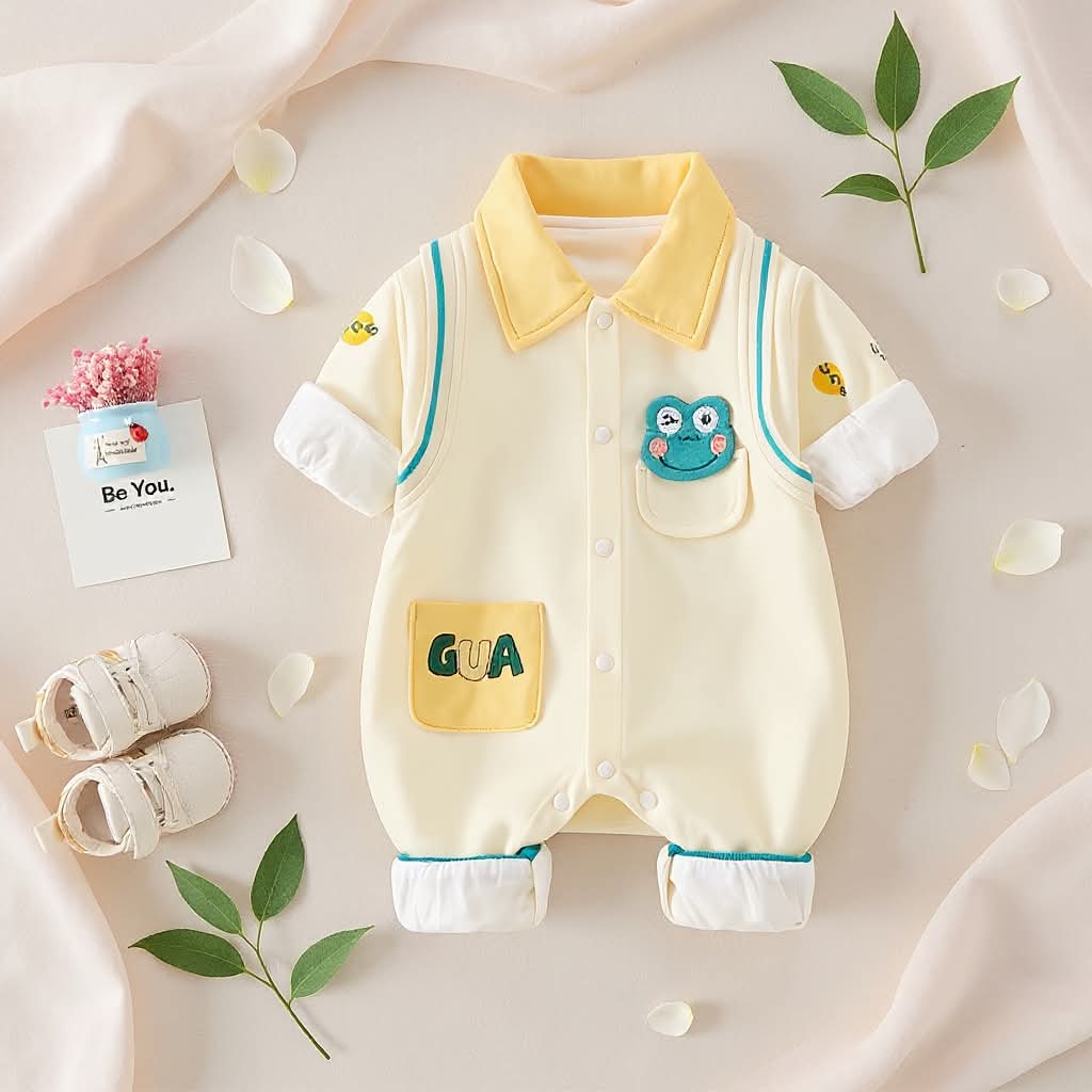 🐸 Cute Frog Baby Romper – Soft Cotton Jumpsuit 👶✨