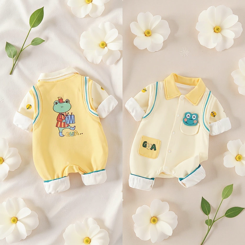 🐸 Cute Frog Baby Romper – Soft Cotton Jumpsuit 👶✨