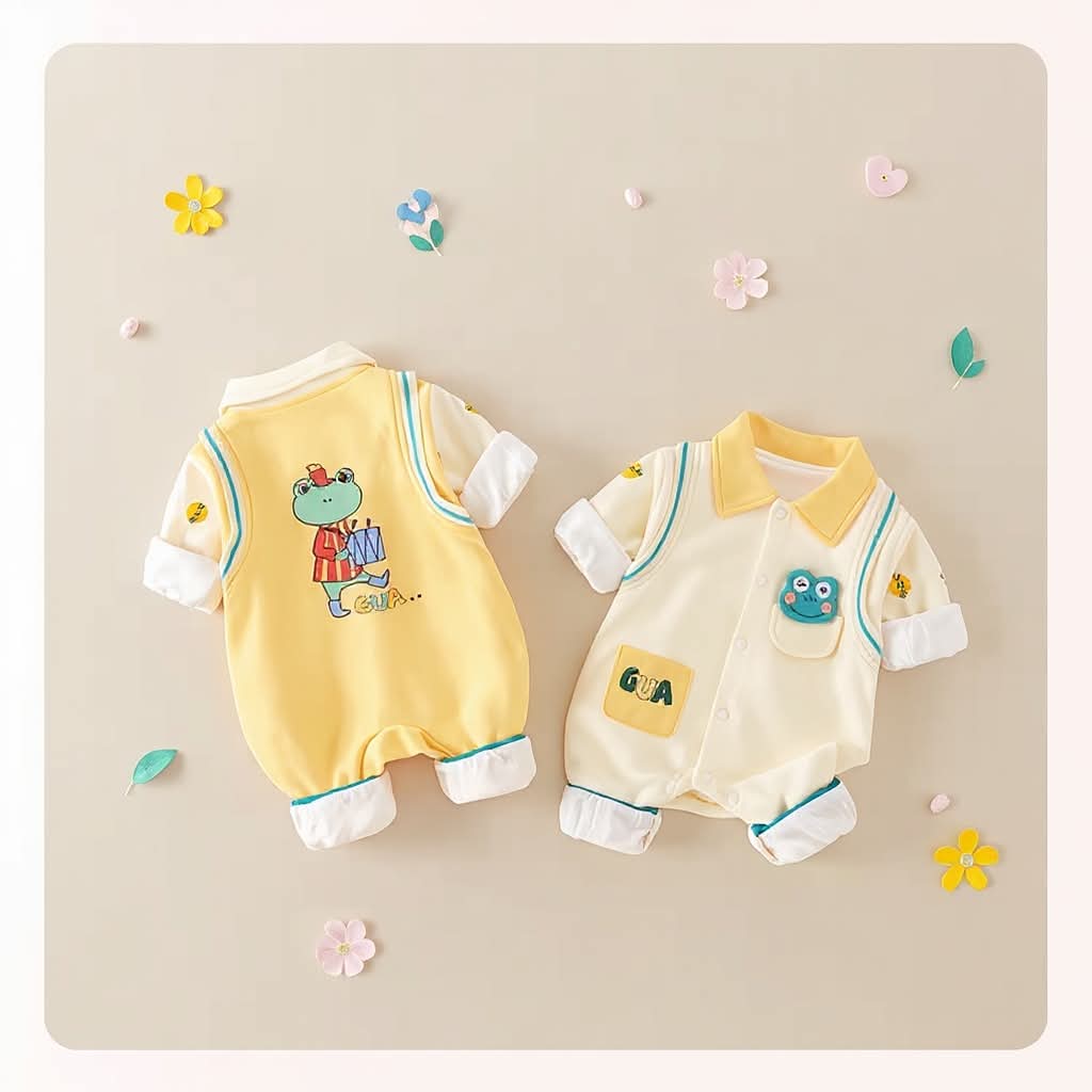 🐸 Cute Frog Baby Romper – Soft Cotton Jumpsuit 👶✨