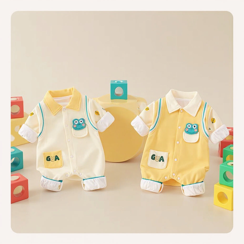🐸 Cute Frog Baby Romper – Soft Cotton Jumpsuit 👶✨