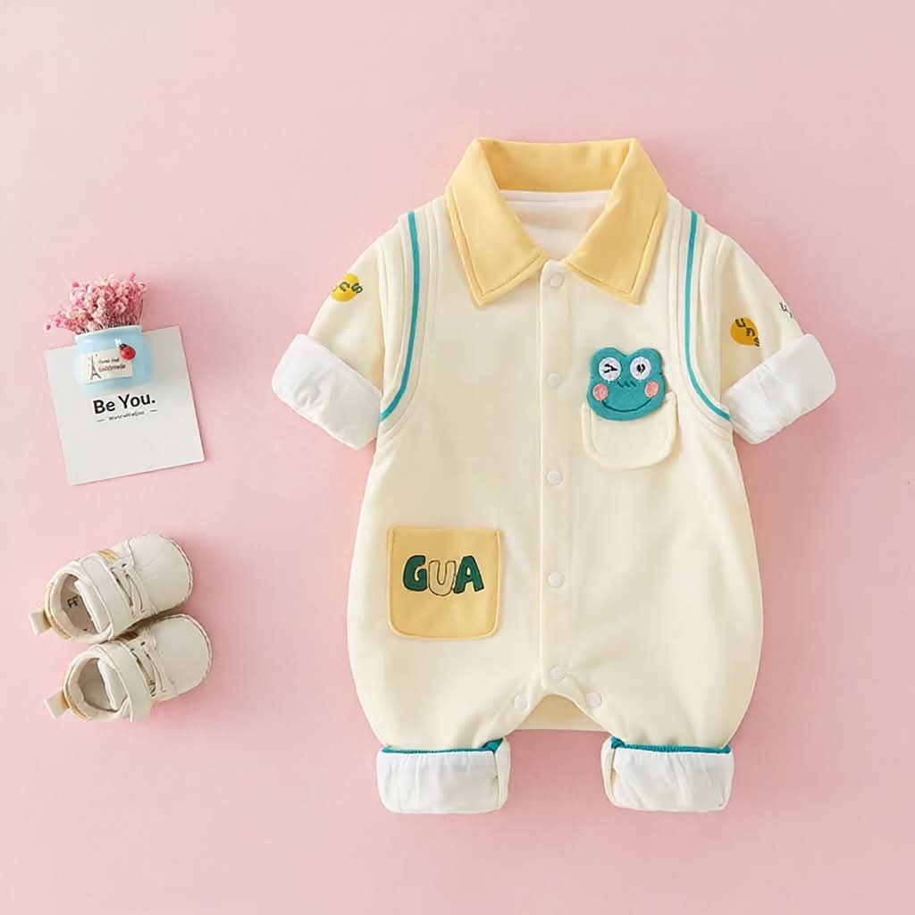 🐸 Cute Frog Baby Romper – Soft Cotton Jumpsuit 👶✨