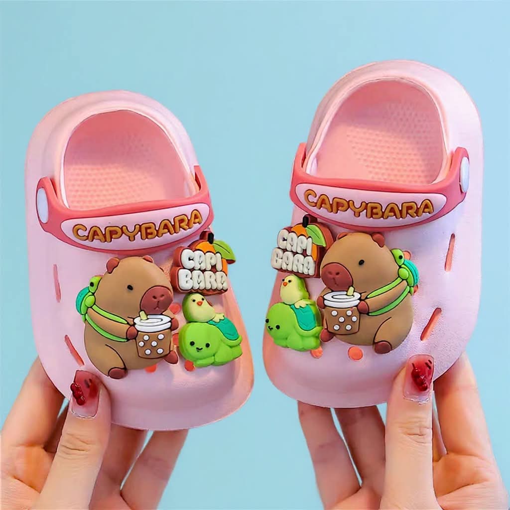 Trendy Unisex Kids Clogs – Lightweight Anti-Slip Cartoon Sandals for Boys & Girls (Pink, Yellow, White