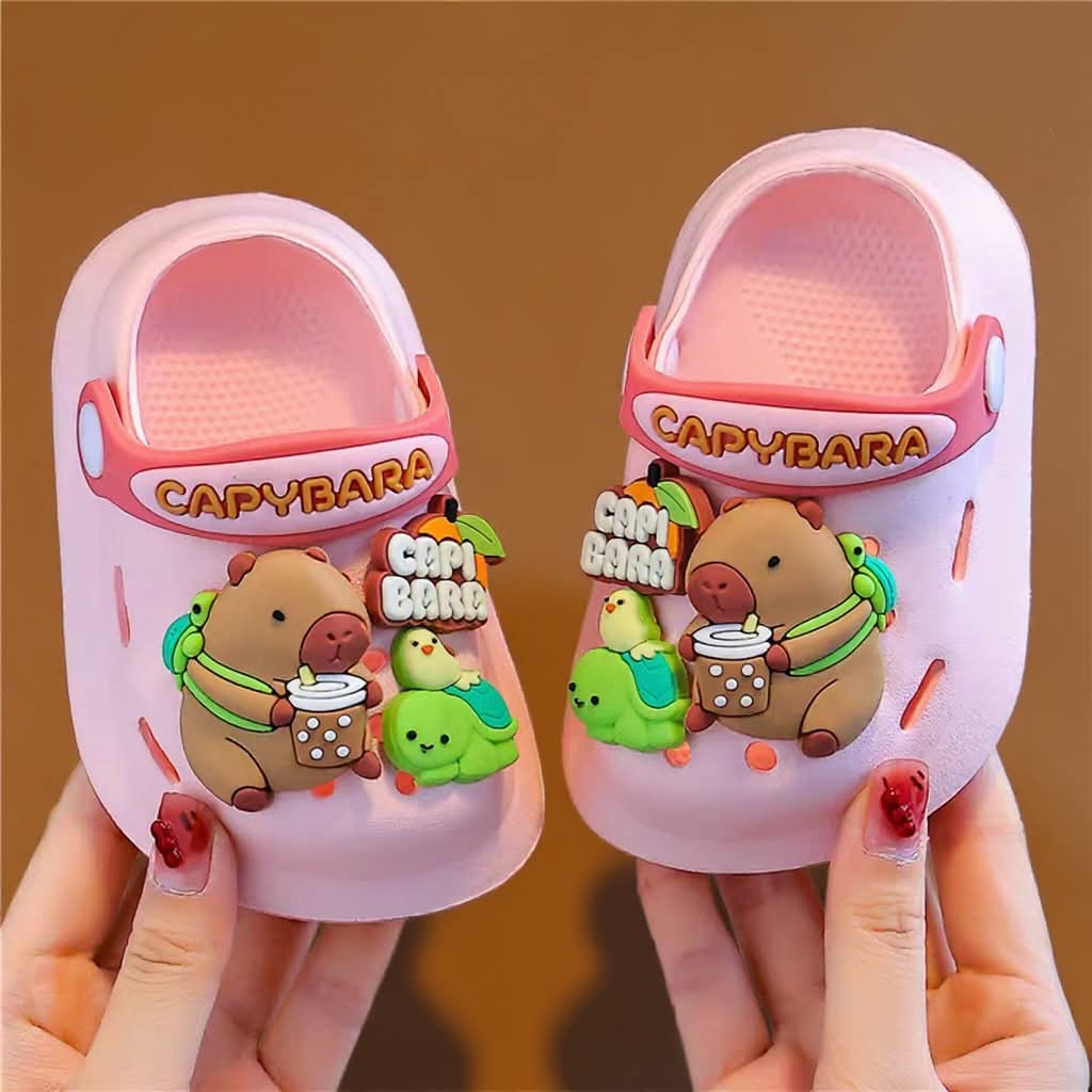 Trendy Unisex Kids Clogs – Lightweight Anti-Slip Cartoon Sandals for Boys & Girls (Pink, Yellow, White