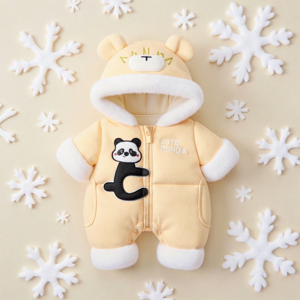 Premium 1-Piece "Cute Panda" Hooded Romper – Ultra-Soft All-Season Jumpsuit for Babies!