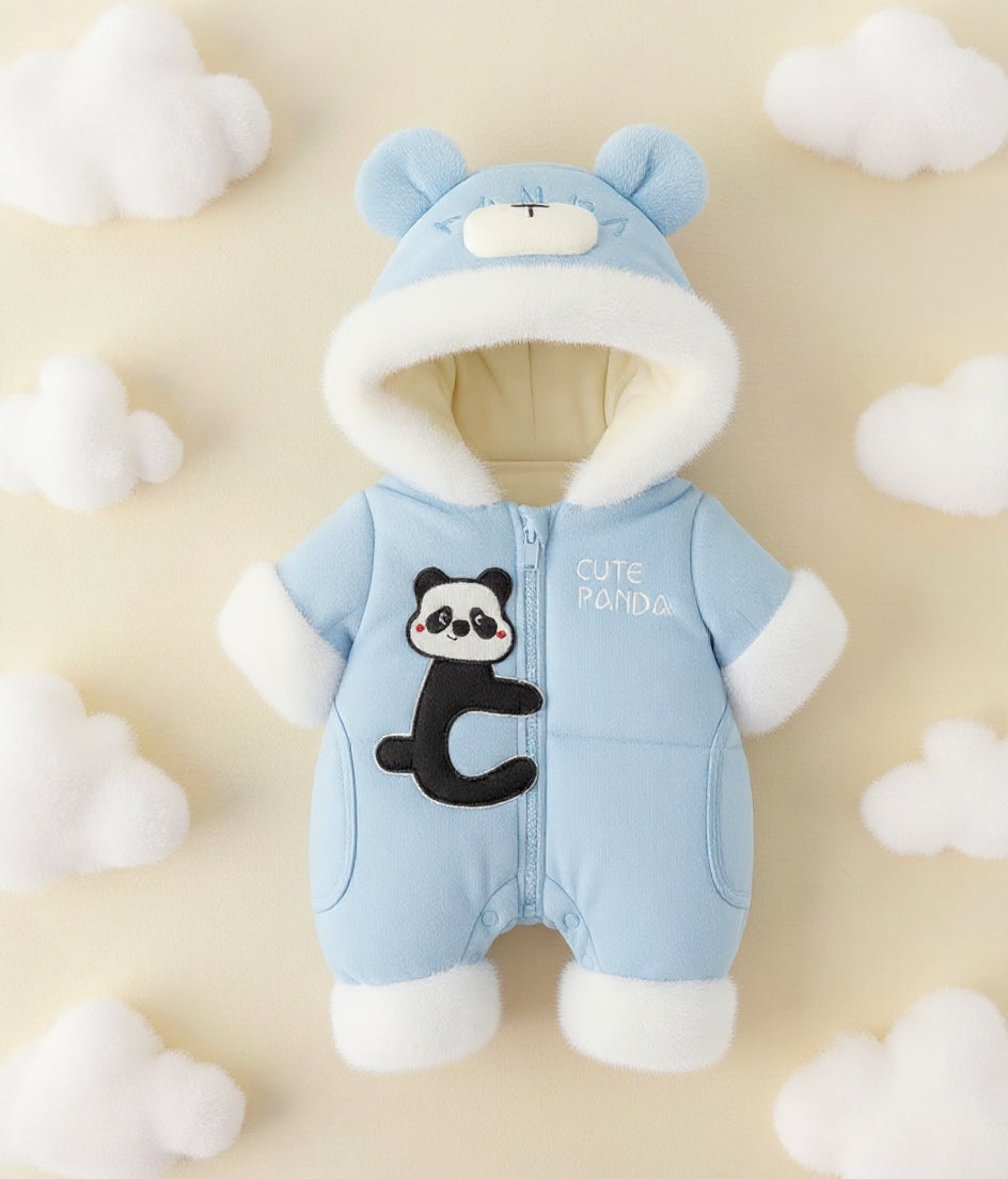 Premium 1-Piece "Cute Panda" Hooded Romper – Ultra-Soft All-Season Jumpsuit for Babies!
