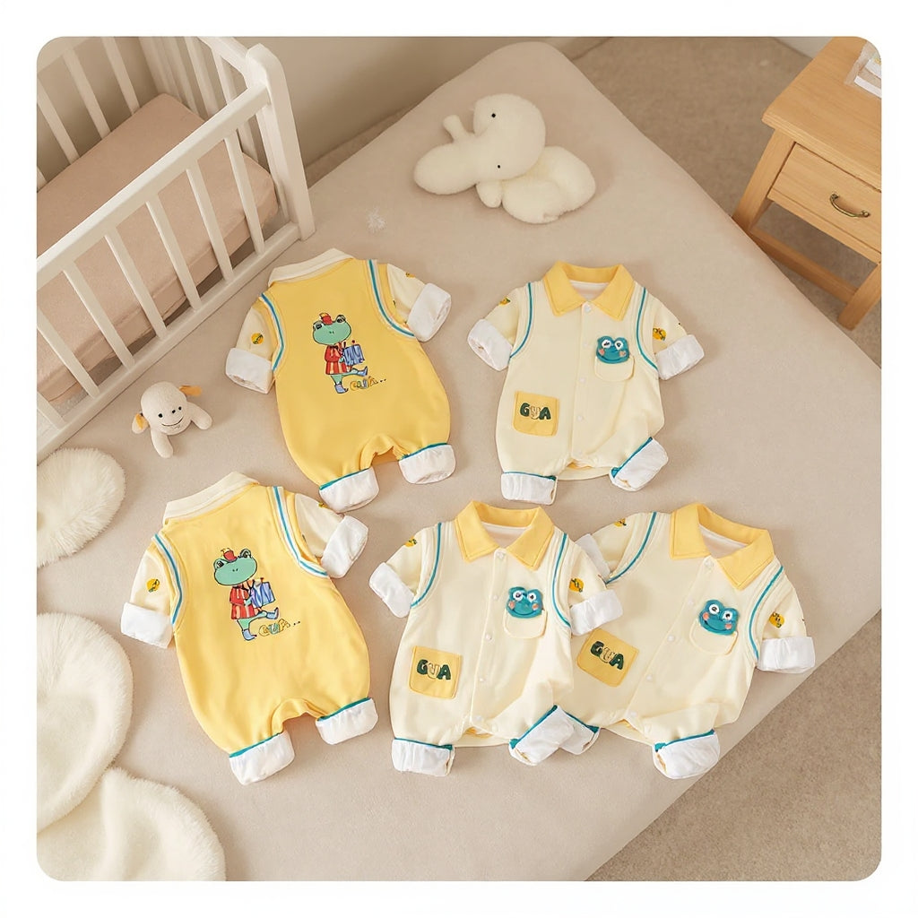 🐸 Cute Frog Baby Romper – Soft Cotton Jumpsuit 👶✨