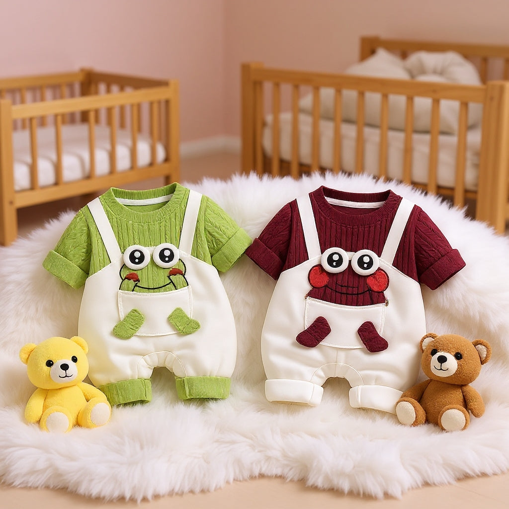 Little Frog Summer Baby Romper – Cute Green Cotton Outfit for Babies 🐸☀️