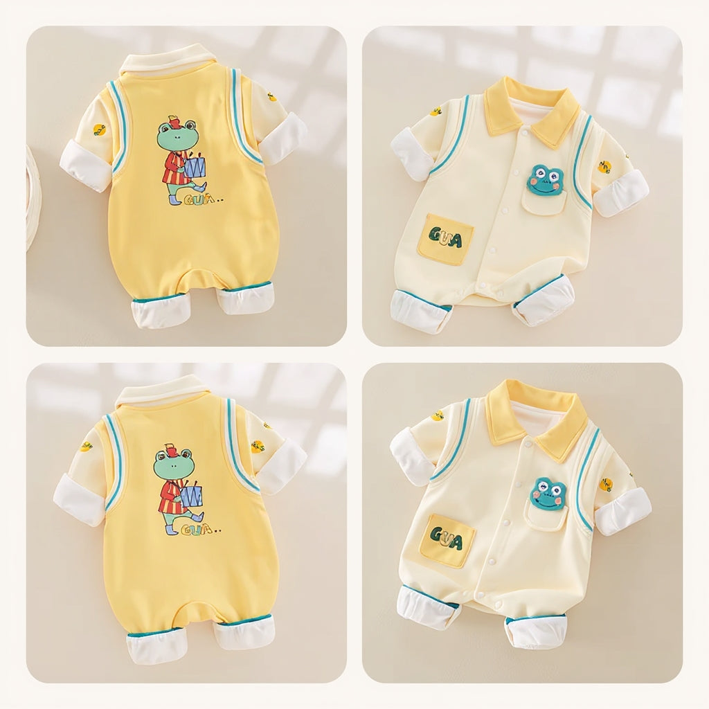 🐸 Cute Frog Baby Romper – Soft Cotton Jumpsuit 👶✨