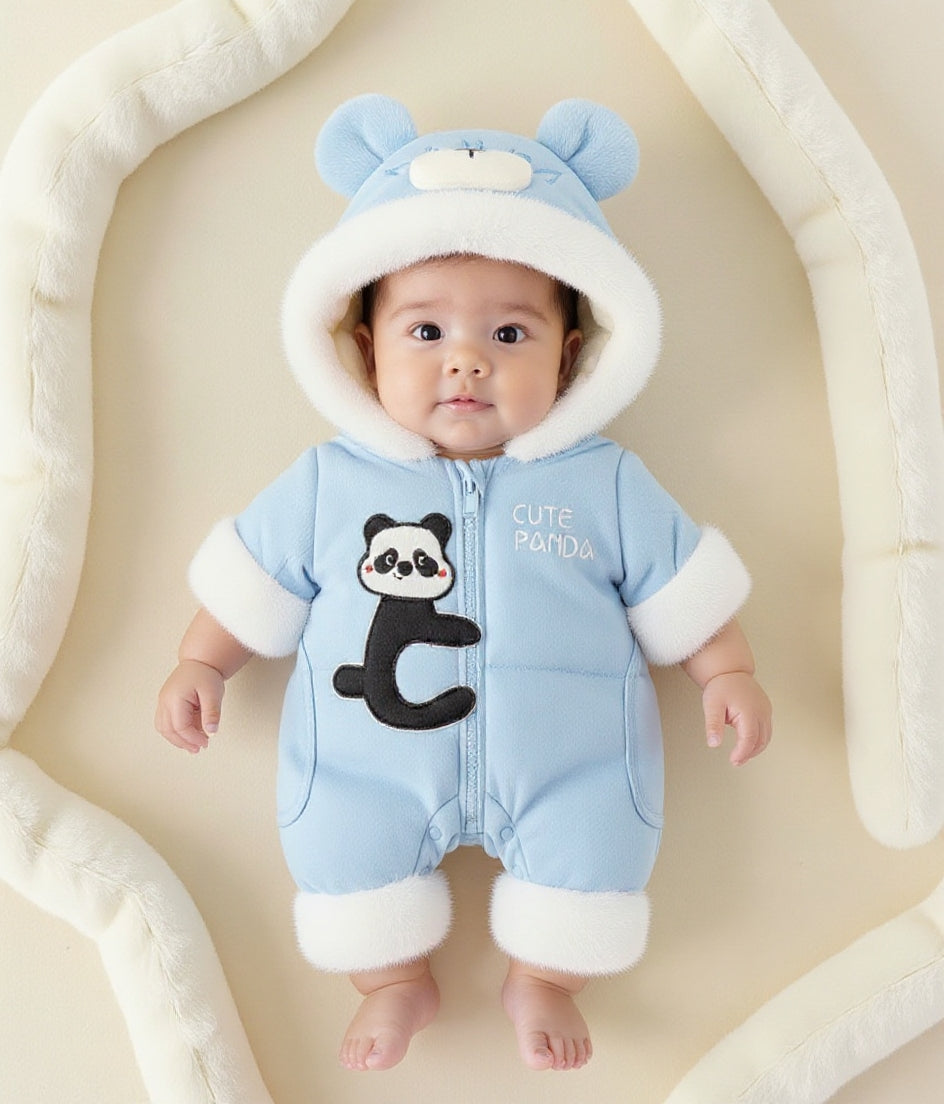 Premium 1-Piece "Cute Panda" Hooded Romper – Ultra-Soft All-Season Jumpsuit for Babies!
