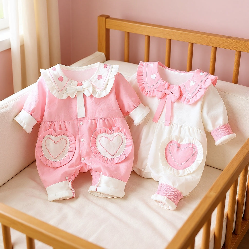 Cute Heart Baby Romper Set – Summer Soft Cotton Outfit 💖🌸