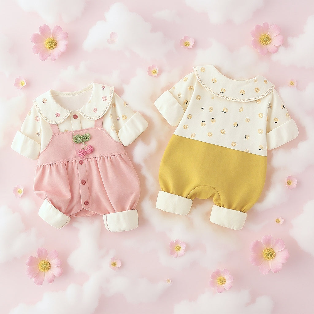 Cute Summer Baby Romper Set – Soft Cotton Floral & Pink Outfit 🌼