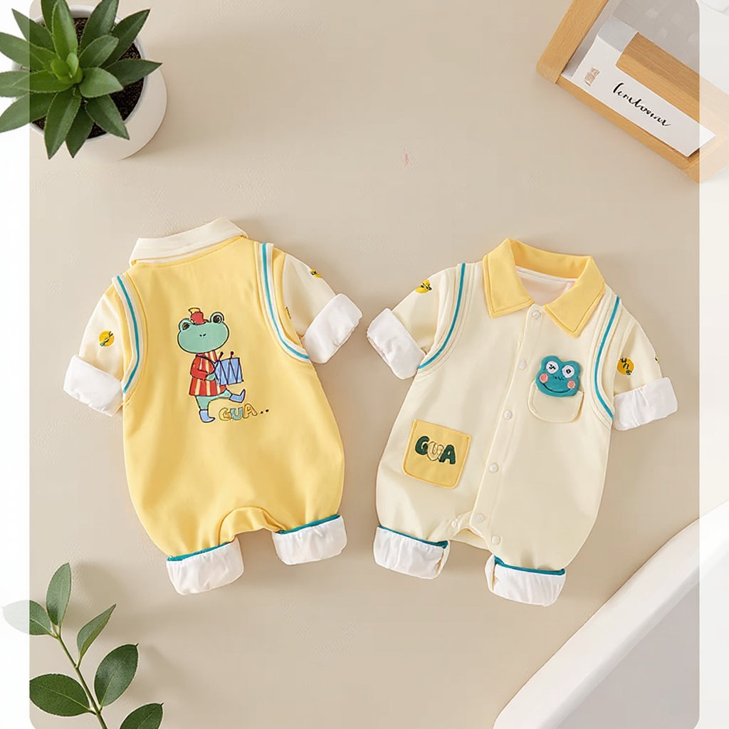 🐸 Cute Frog Baby Romper – Soft Cotton Jumpsuit 👶✨