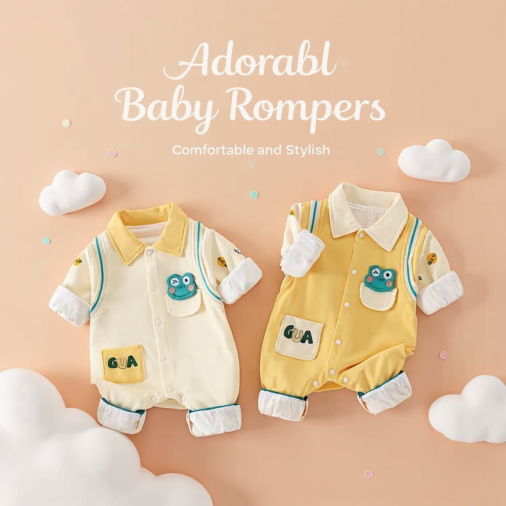 🐸 Cute Frog Baby Romper – Soft Cotton Jumpsuit 👶✨