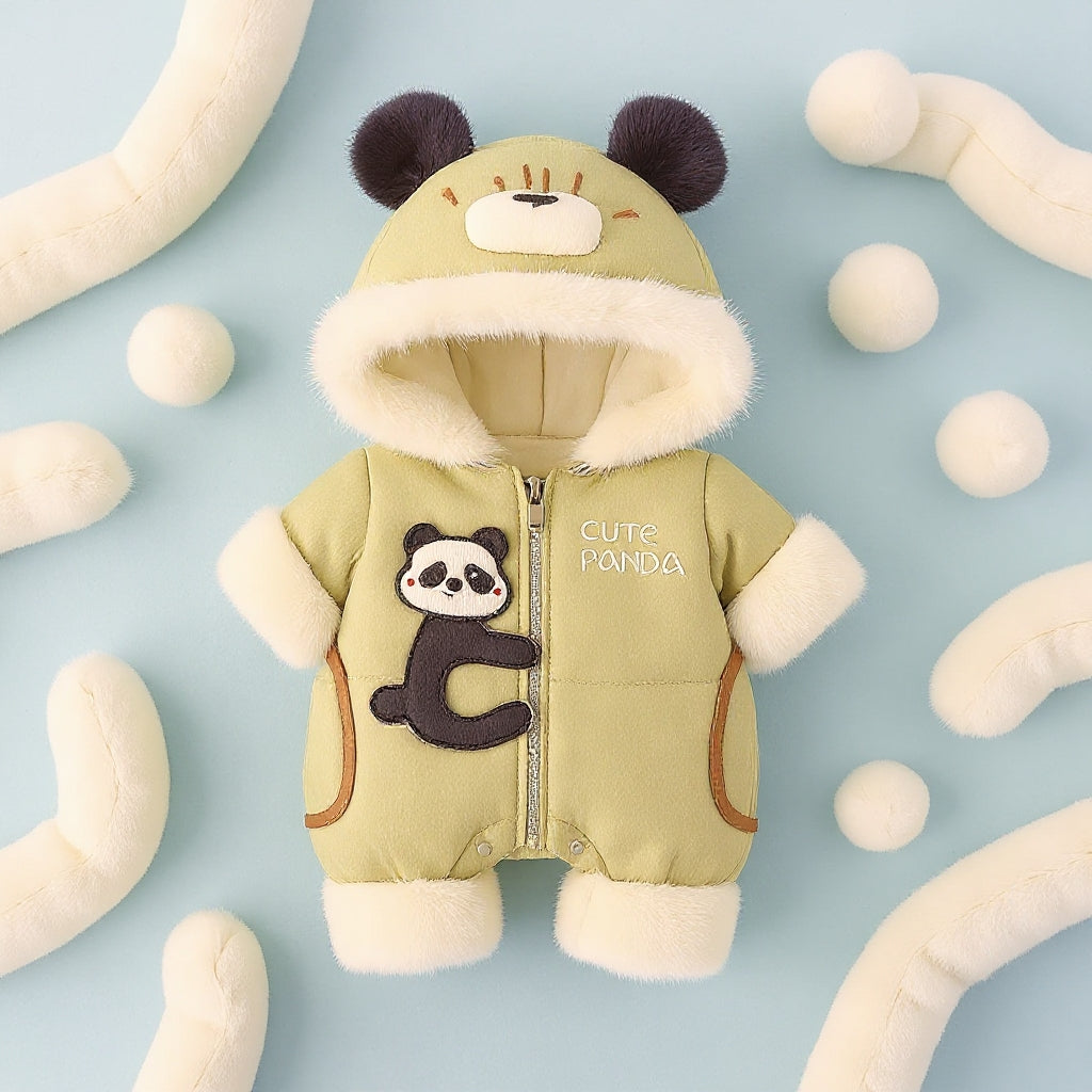 Premium 1-Piece "Cute Panda" Hooded Romper – Ultra-Soft All-Season Jumpsuit for Babies!