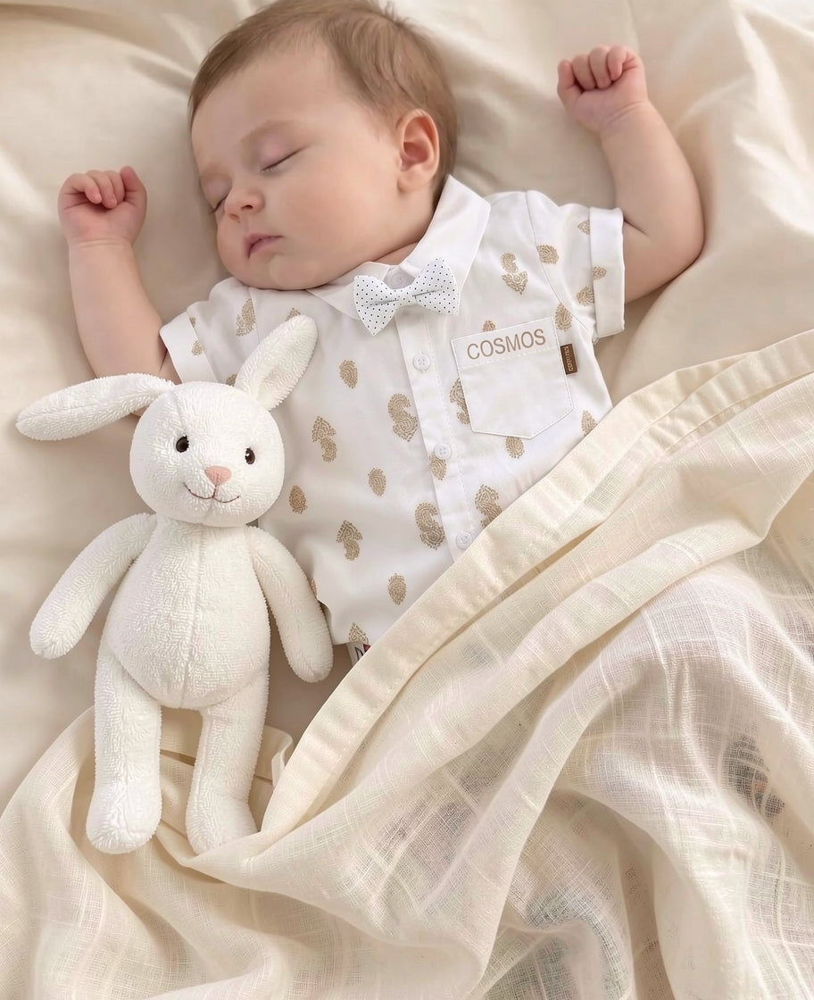 Baby Boys Formal Summer Outfit Set with Bow Tie & Shorts – Available in White, Black & Sky Blue