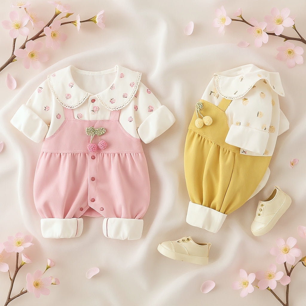 Cute Summer Baby Romper Set – Soft Cotton Floral & Pink Outfit 🌼