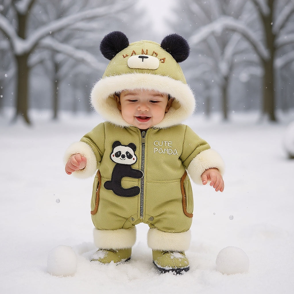 Premium 1-Piece "Cute Panda" Hooded Romper – Ultra-Soft All-Season Jumpsuit for Babies!