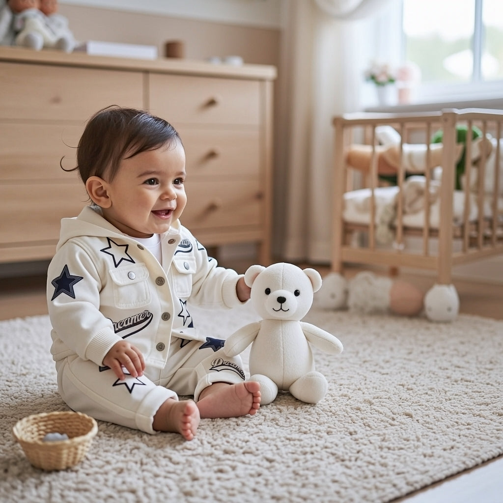Dreamer Star Denim Jacket & Pants Set for Baby Boys 🌟 Premium 3-Piece Co-ord Set | 4 Colors Available