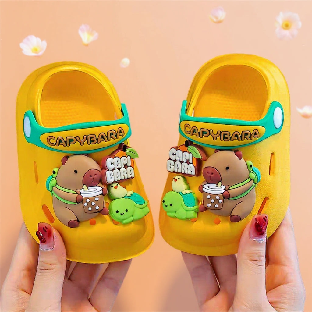 Trendy Unisex Kids Clogs – Lightweight Anti-Slip Cartoon Sandals for Boys & Girls (Pink, Yellow, White
