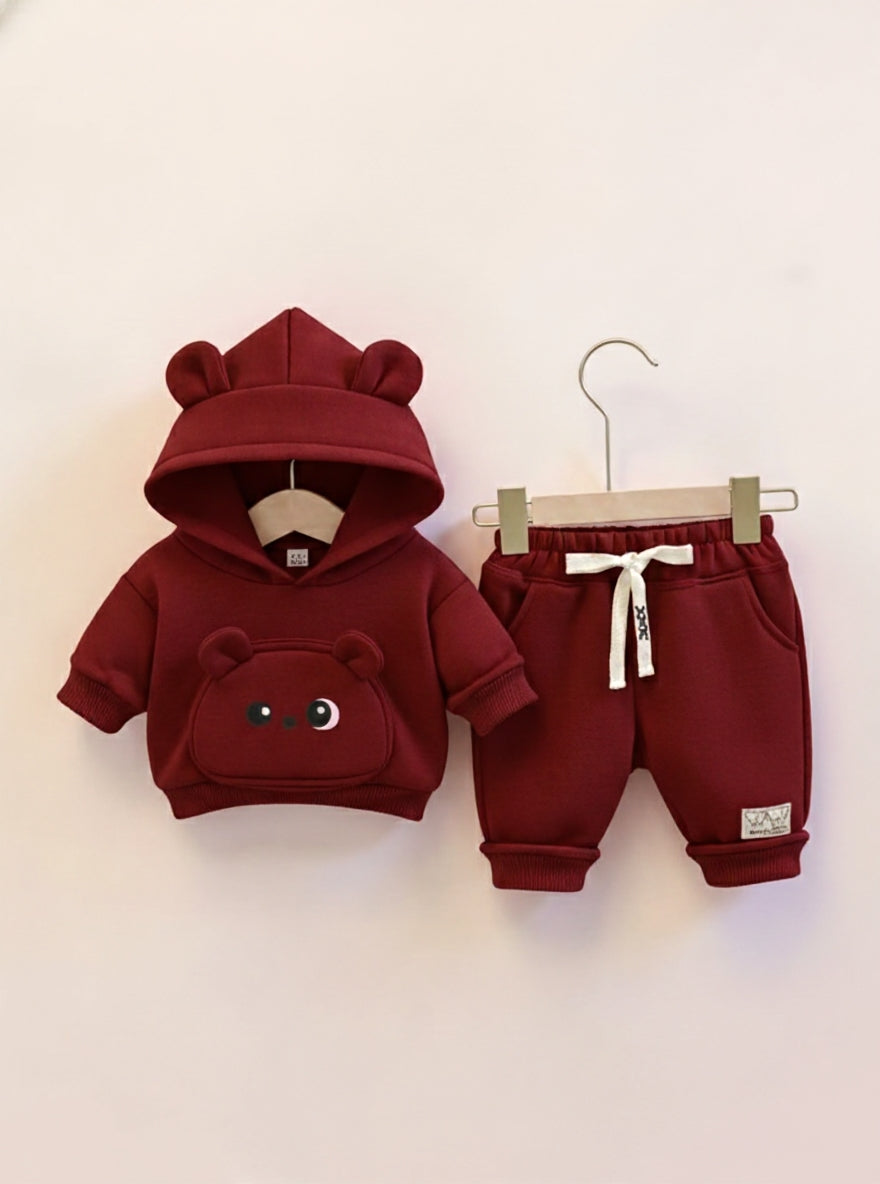 Little Cub Comfort: Premium Bear Hoodie & Jogger Set