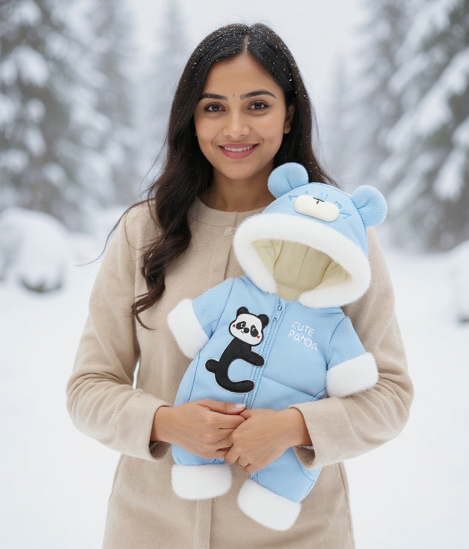 Premium 1-Piece "Cute Panda" Hooded Romper – Ultra-Soft All-Season Jumpsuit for Babies!