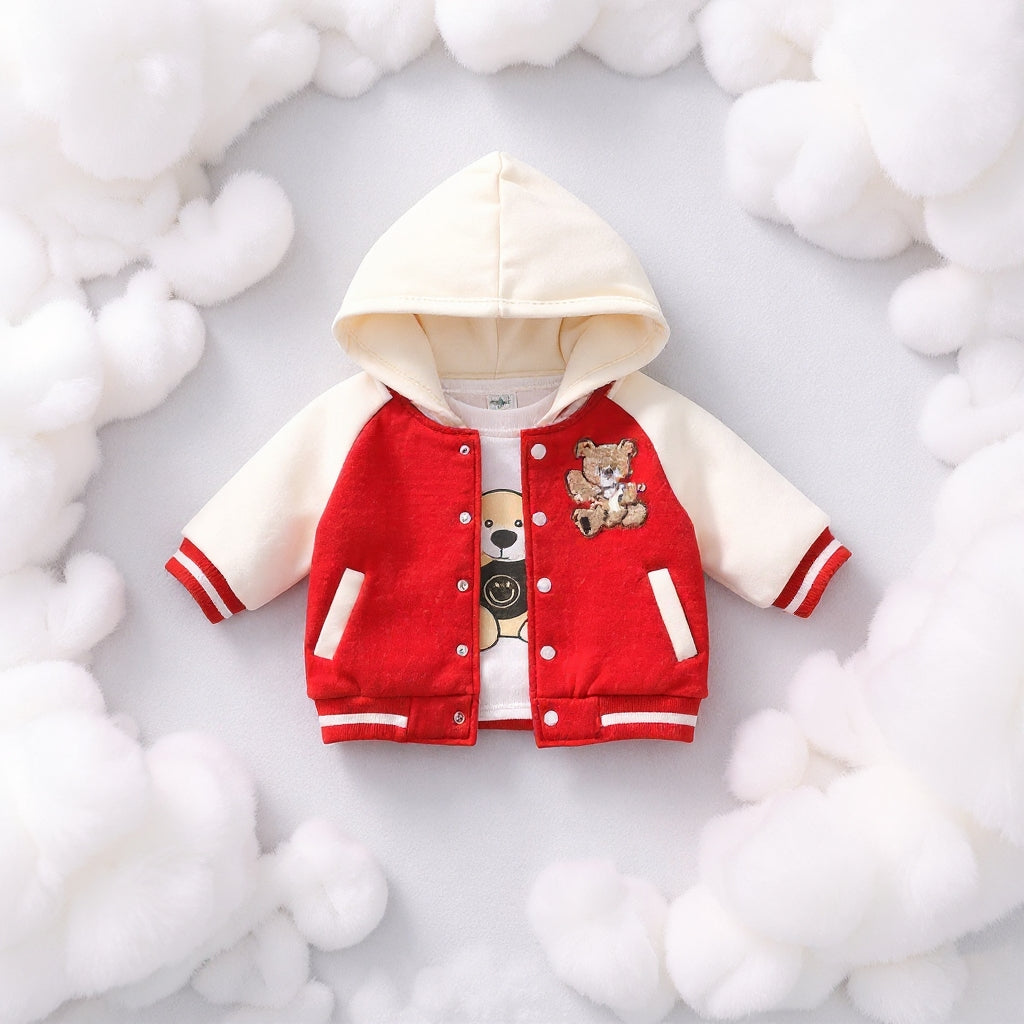 🧸 Cute Teddy Hoodie Boys 3-Piece Co-ord Set 👕✨