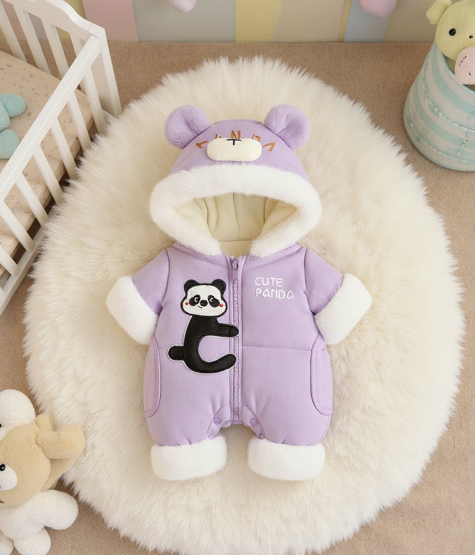 Premium 1-Piece "Cute Panda" Hooded Romper – Ultra-Soft All-Season Jumpsuit for Babies!