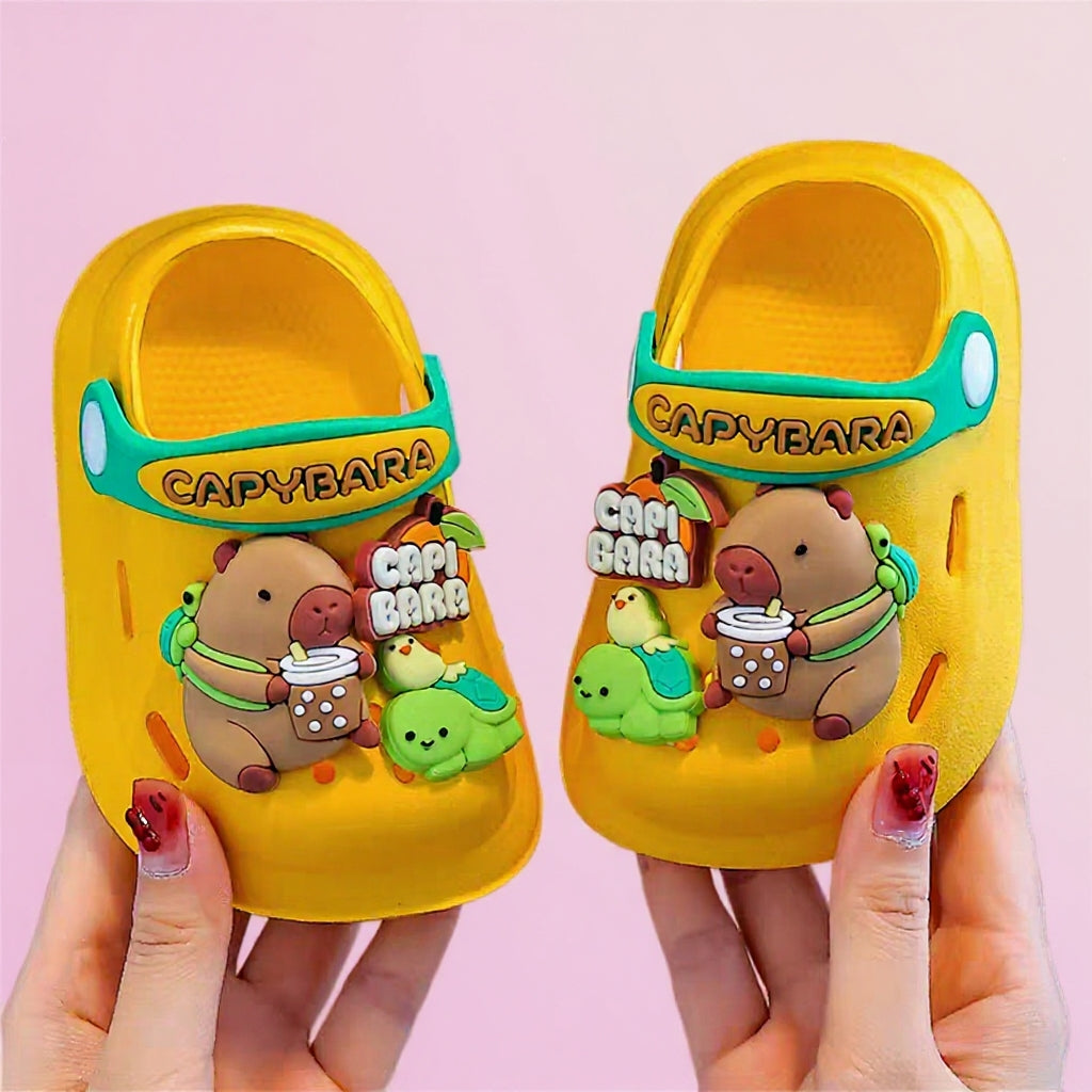 Trendy Unisex Kids Clogs – Lightweight Anti-Slip Cartoon Sandals for Boys & Girls (Pink, Yellow, White
