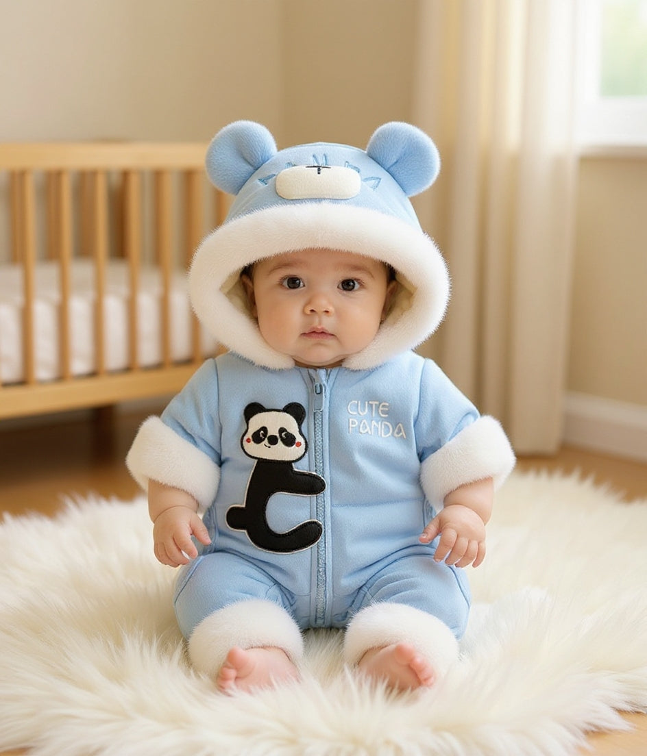 Premium 1-Piece "Cute Panda" Hooded Romper – Ultra-Soft All-Season Jumpsuit for Babies!