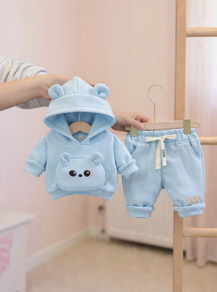 Little Cub Comfort: Premium Bear Hoodie & Jogger Set