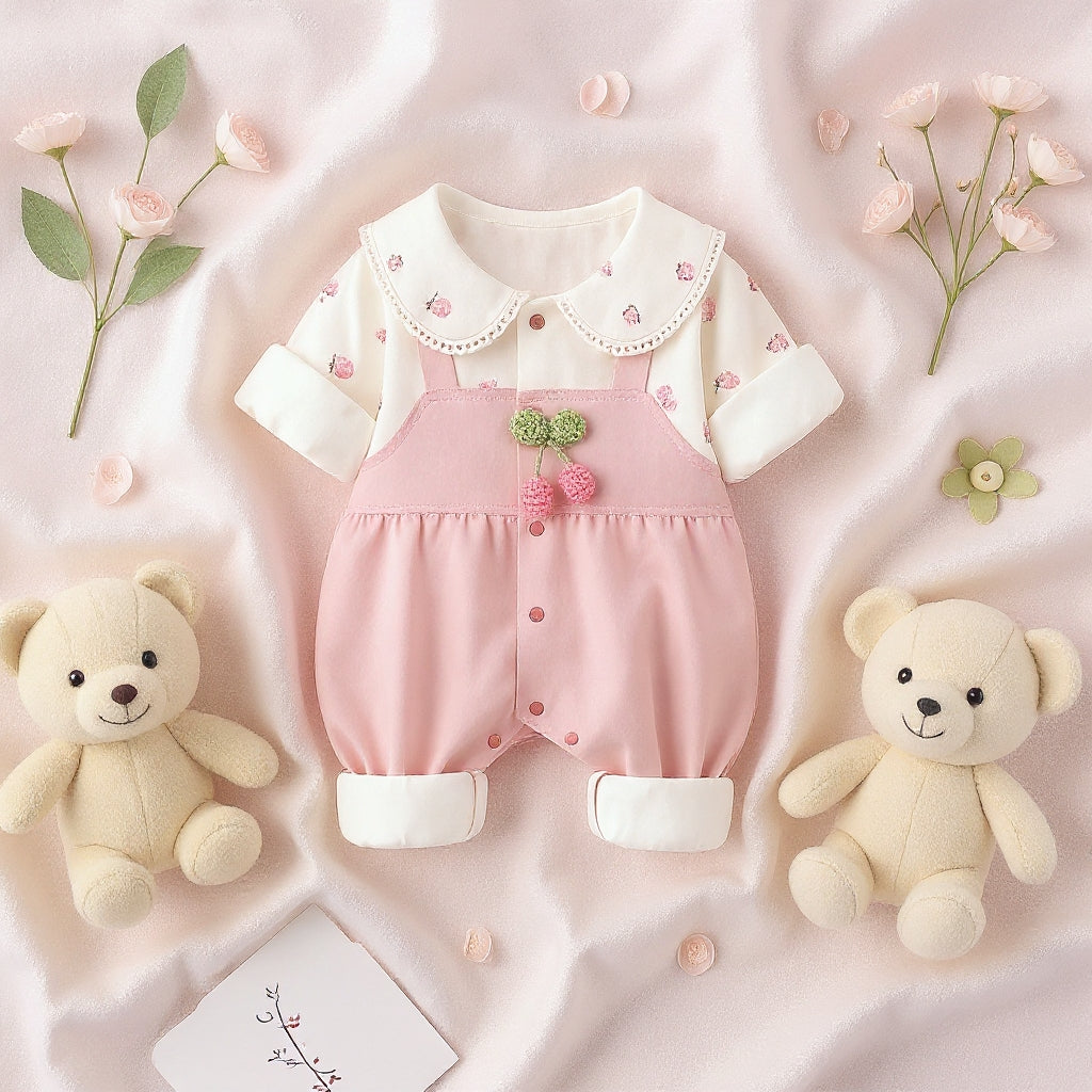 Cute Summer Baby Romper Set – Soft Cotton Floral & Pink Outfit 🌼