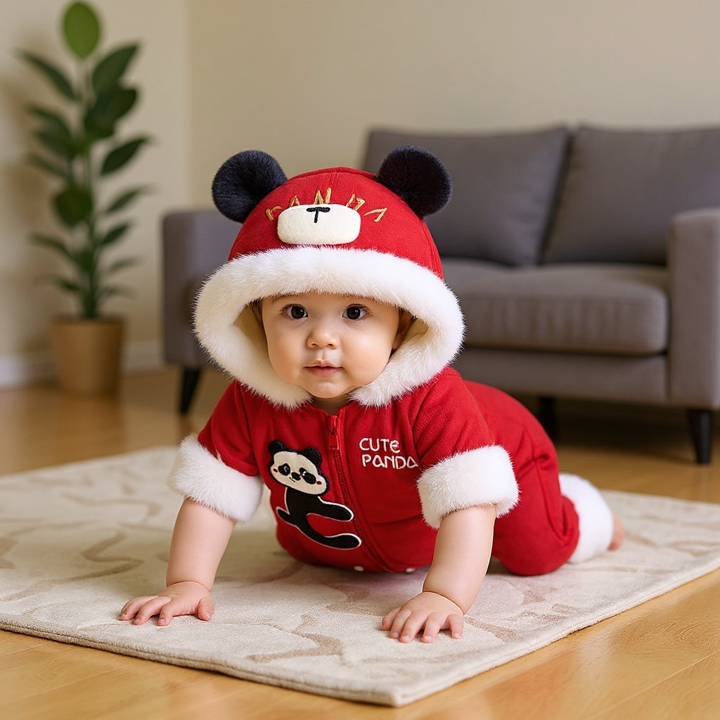 Premium Hooded Animal Fleece Romper – Ultra-Soft 1-Piece Jumpsuit for Babies