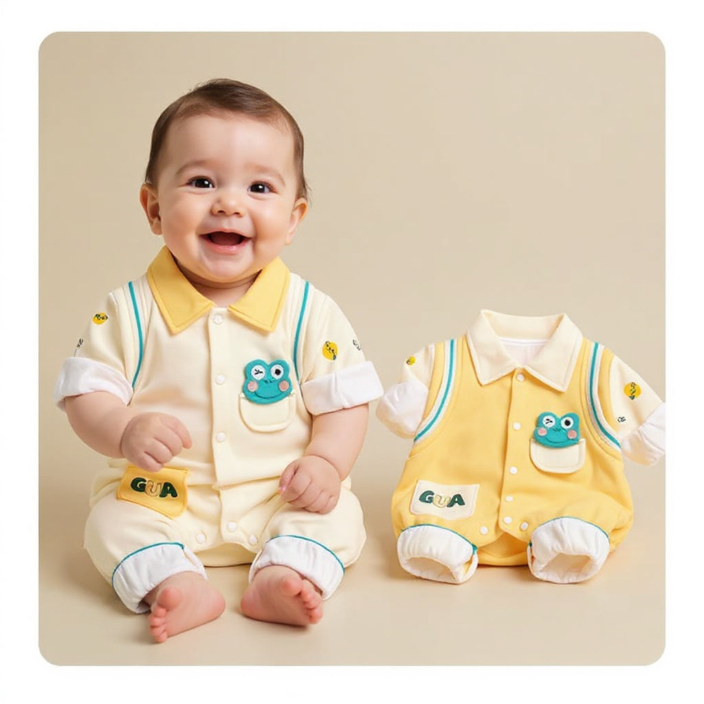 🐸 Cute Frog Baby Romper – Soft Cotton Jumpsuit 👶✨