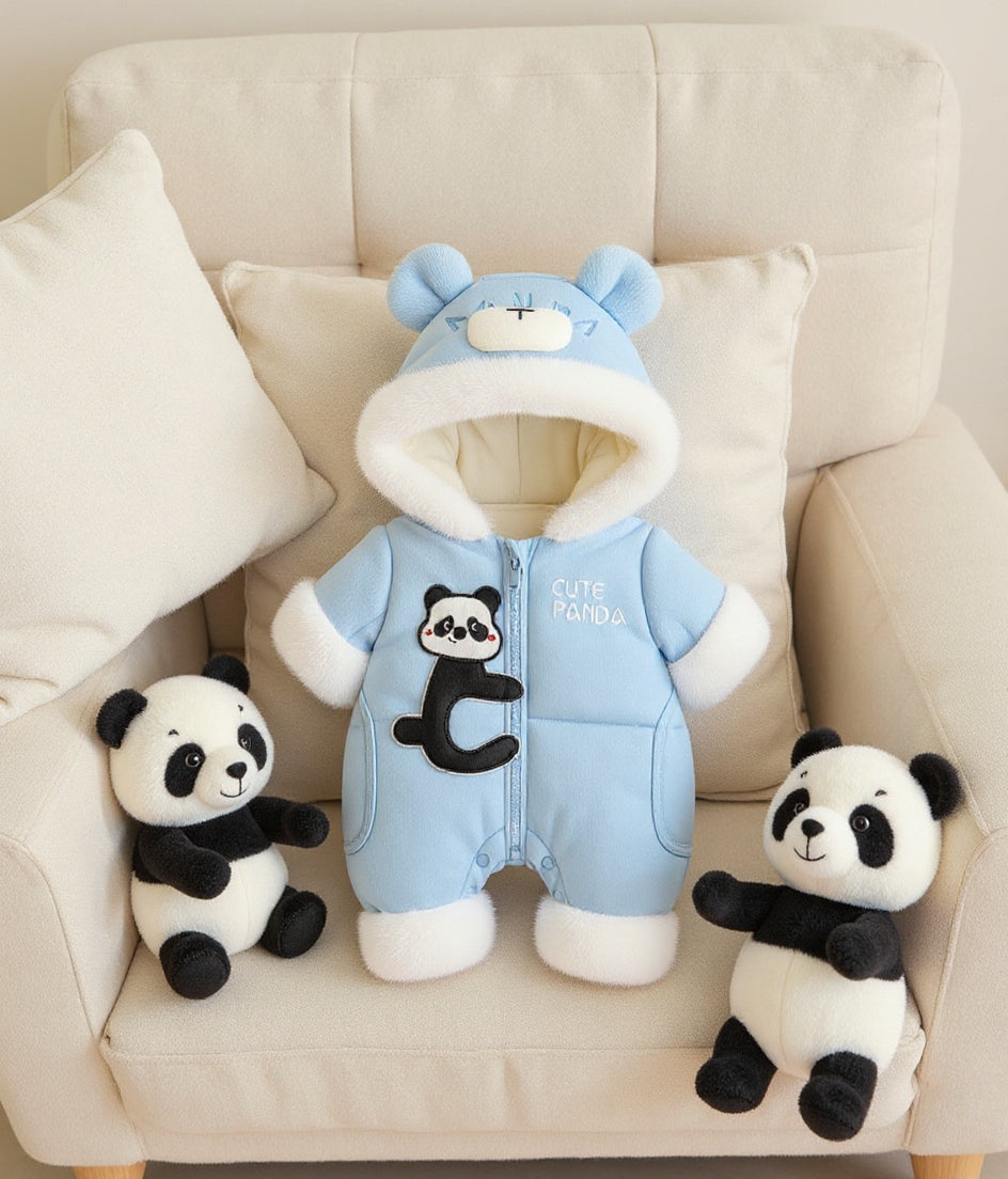 Premium 1-Piece "Cute Panda" Hooded Romper – Ultra-Soft All-Season Jumpsuit for Babies!