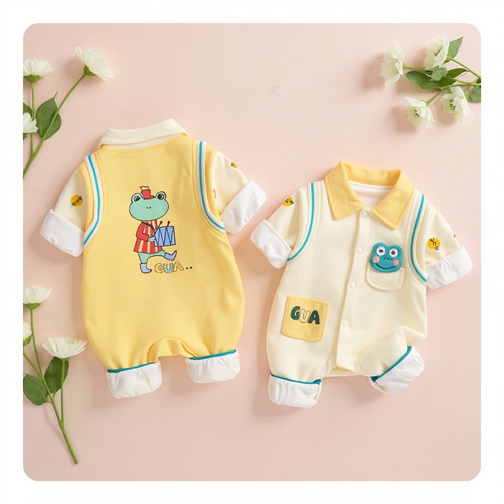 🐸 Cute Frog Baby Romper – Soft Cotton Jumpsuit 👶✨