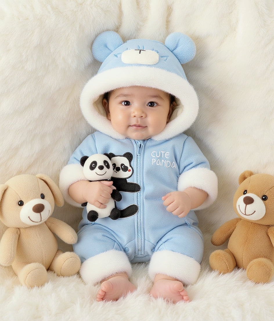 Premium 1-Piece "Cute Panda" Hooded Romper – Ultra-Soft All-Season Jumpsuit for Babies!