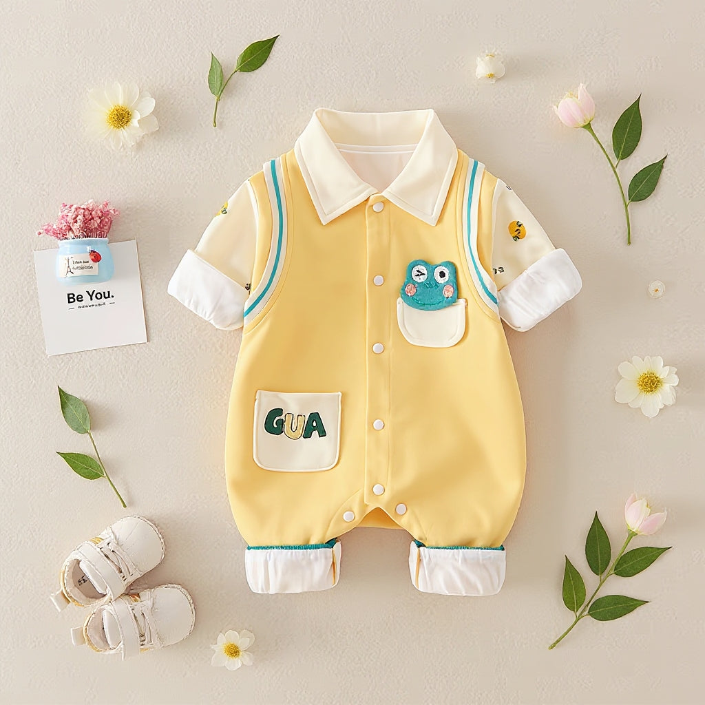 🐸 Cute Frog Baby Romper – Soft Cotton Jumpsuit 👶✨