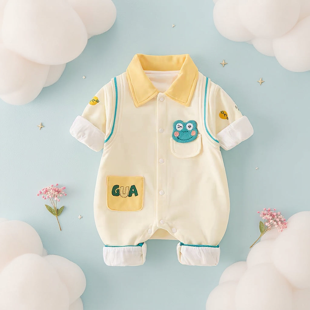 🐸 Cute Frog Baby Romper – Soft Cotton Jumpsuit 👶✨