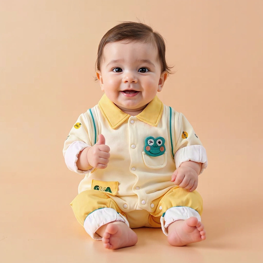 🐸 Cute Frog Baby Romper – Soft Cotton Jumpsuit 👶✨