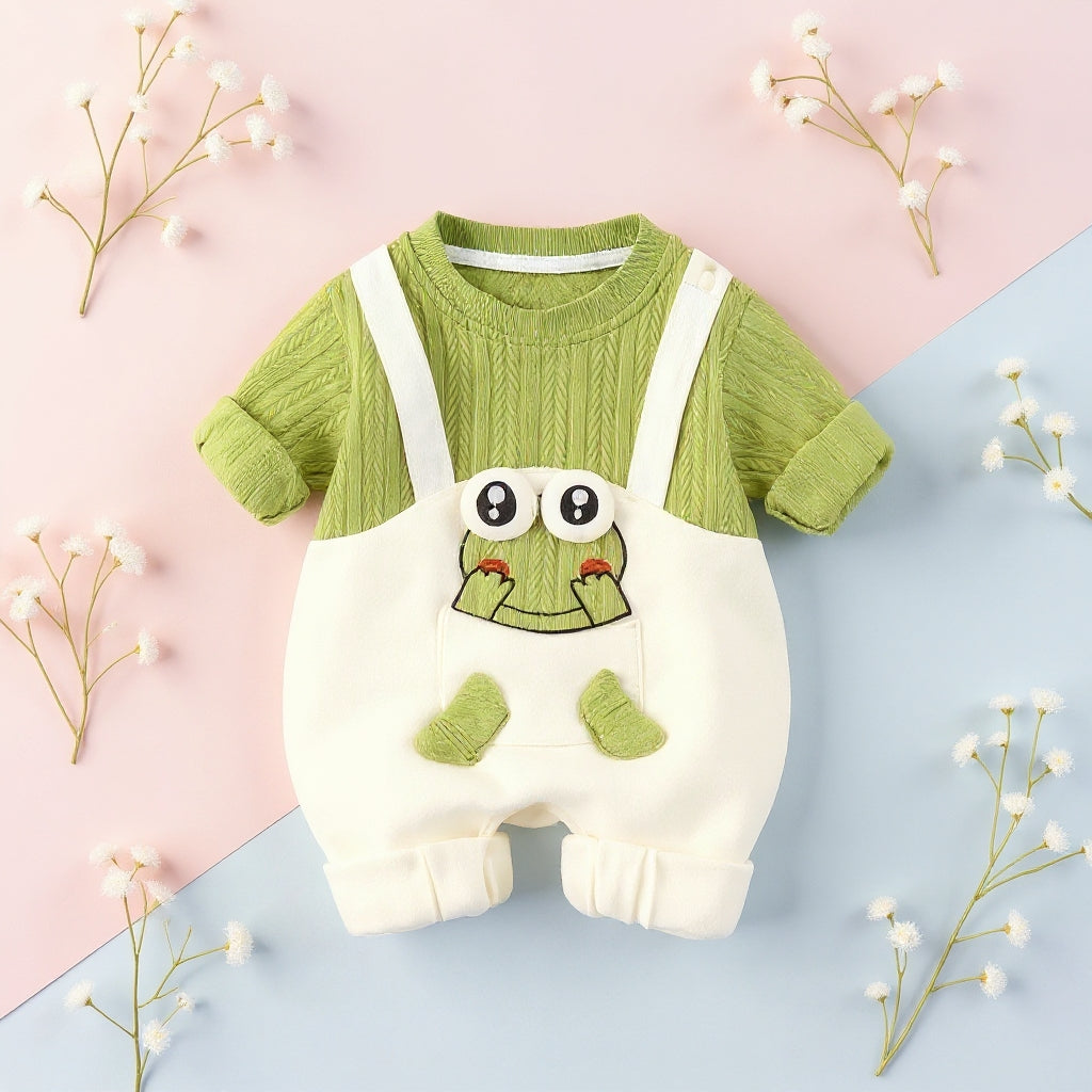 Little Frog Summer Baby Romper – Cute Green Cotton Outfit for Babies 🐸☀️