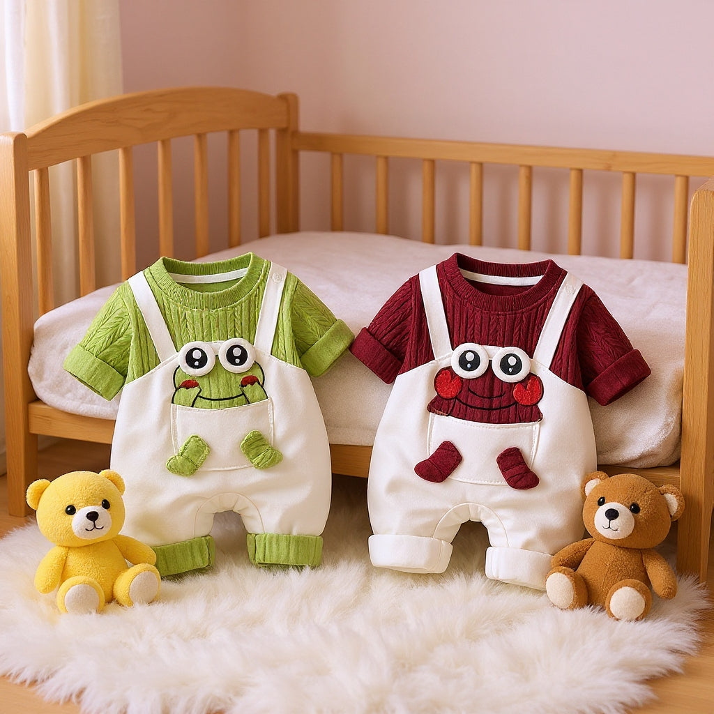 Little Frog Summer Baby Romper – Cute Green Cotton Outfit for Babies 🐸☀️