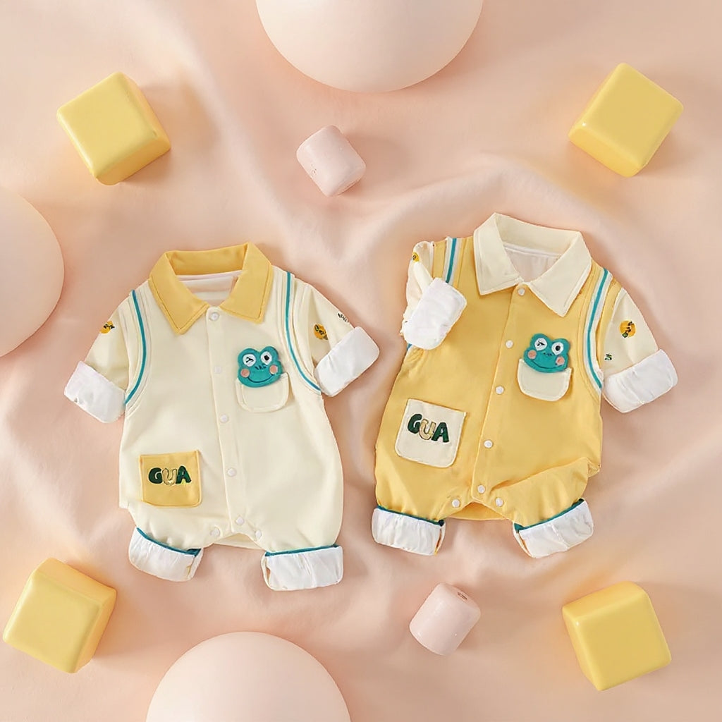 🐸 Cute Frog Baby Romper – Soft Cotton Jumpsuit 👶✨